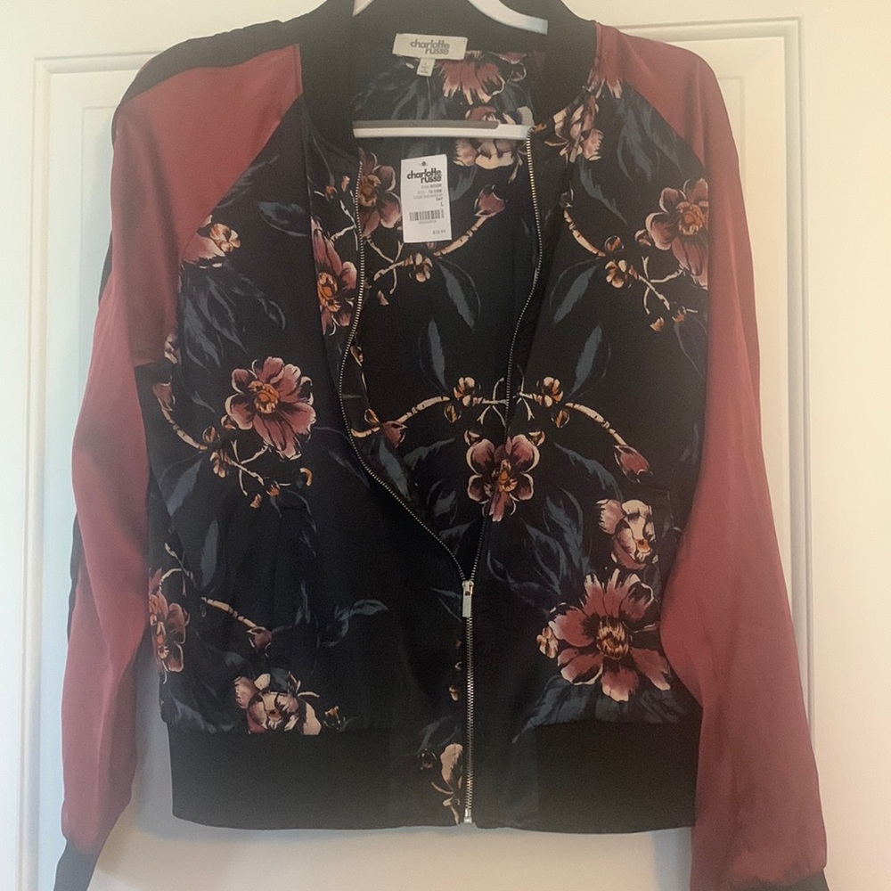 Charlotte Russe Silky zip up lightweight jacket